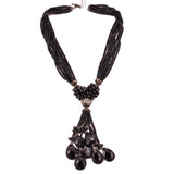 Black Spinel Y Necklace Sterling Silver Collar Faceted Choker Natural Gemstones Handcrafted