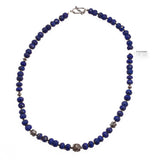 Blue Lapis Lazuli Necklace Sterling Silver Collar Round Beads Faceted Handcrafted