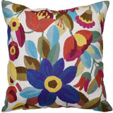 Blue Flower Floral Pillow Cover | Flower Hand Embroidered Pillow | Floral Outdoor Pillow | Suzani Throw Pillow | Flower Throw Pillow | Modern Floral Chair Cushion | Wool Size - 18x18