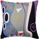 Klimt Cushion Cover Decorative Marine Hand Embroidered Wool 18x18