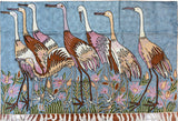 Cranes 2.5x4ft Handembroidered Decorative Wall Hanging Tapestry Rug Art Silk