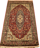 2.5'x4.4' Red Oriental Area Rug Pure Silk Carpet Medallion Design Museum Quality