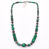 Green Malachite Necklace 925 Sterling Silver Collar Metamorphosis Natural Stone Handcrafted