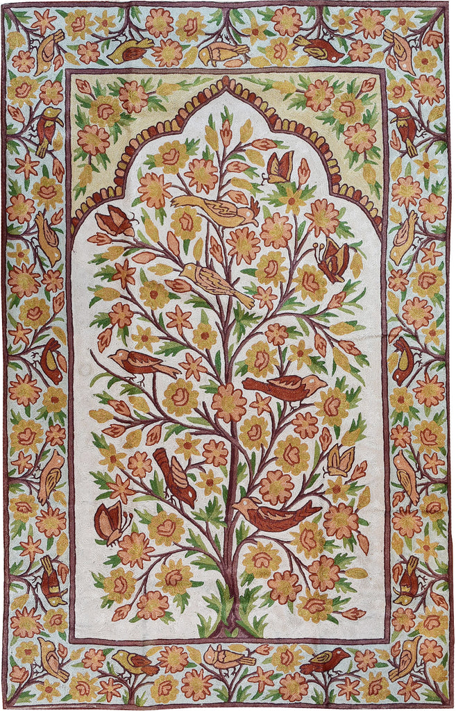 Floral 2.5x4ft Tree of Life Birds Decorative Wall Hanging Tapestry Rug Art Silk - KashmirDesigns