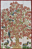 Floral 2.5x4ft Tree of Life Maple Cream Red Wall Hanging Tapestry Rug Art Silk