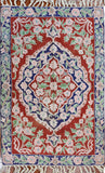 Floral 2ftx3ft Decorative Red Blue Handmade Wall Hanging Tapestry Rug Art Silk