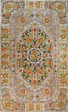 Floral 3ftx5ft Cream Gold Decorative Handmade Wall Hanging Tapestry Rug Art Silk