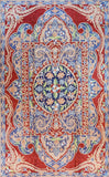 Floral 3ftx5ft Decorative Handmade Red Blue 3 Wall Hanging Tapestry Rug Art Silk