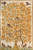 Floral 6ftx4ft Tree of Life Birds Autumn Gold Wall Hanging Tapestry Rug Art Silk