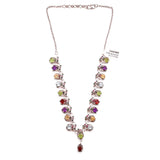 Garnet Peridot Amethyst Y Necklace Pendant Multi Collar 925 Sterling Silver Natural Gemstones Handcrafted