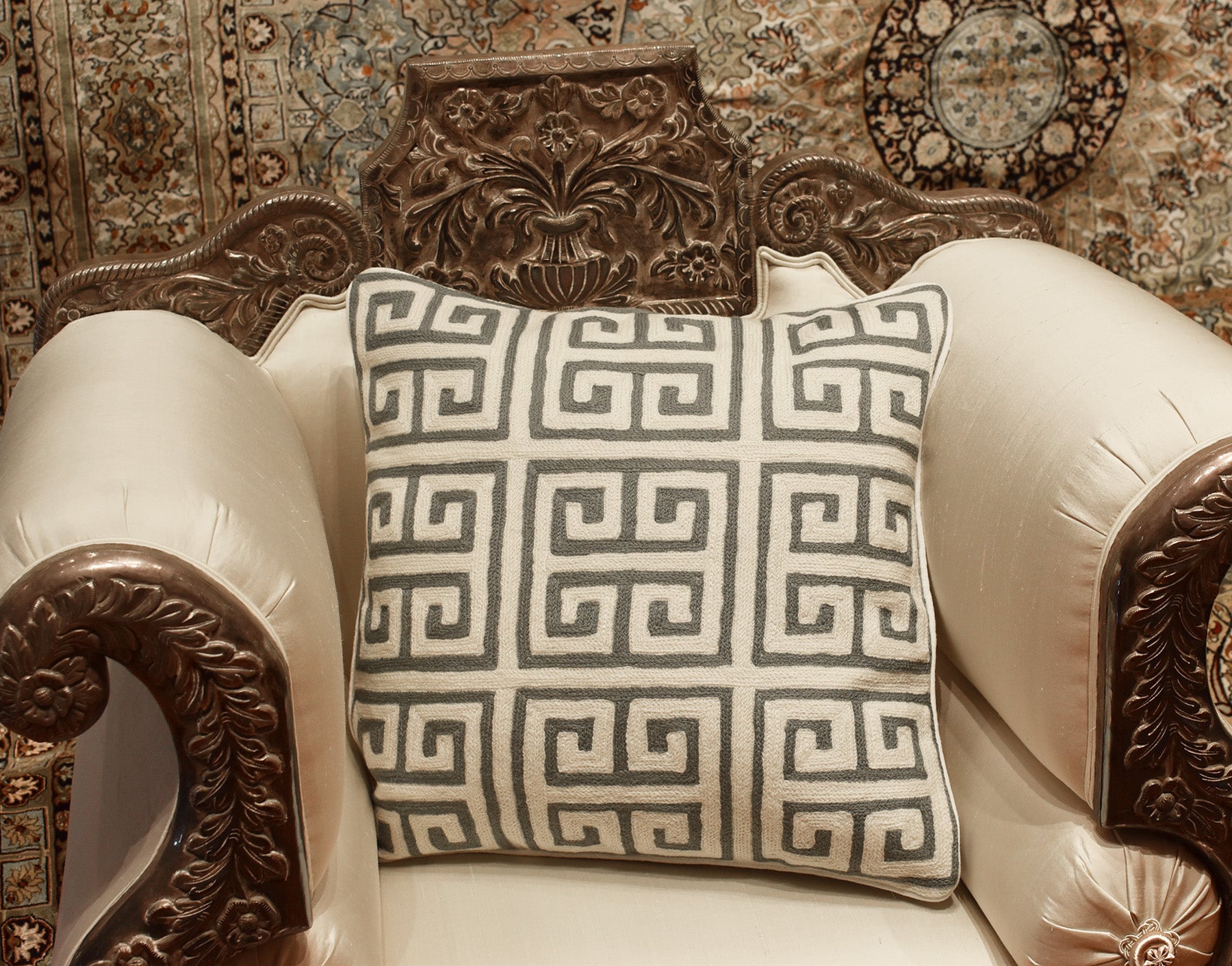 11 colors Black Greek Key Pillow Cover Decorative Throw Pillow Cover with  Off White Grosgrain-Cushion Covers-Geometric-18x18,20x20,22x22 451