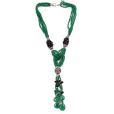 Green Onyx Y Necklace Collar Double Cascade 925 Sterling Silver Natural Gemstones Handcrafted