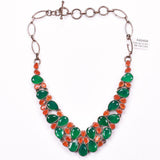 Green Onyx Necklace Collar Fire Carnelian 925 Sterling Silver Choker Handcrafted