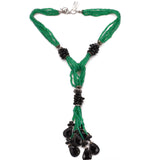 Green Onyx Y Necklace Collar Cascade 925 Sterling Silver Natural Gemstones Handcrafted