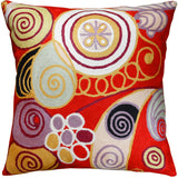 Hilma Al Klint Bright Red Decorative Pillow Cover Handembroidered Wool 18x18