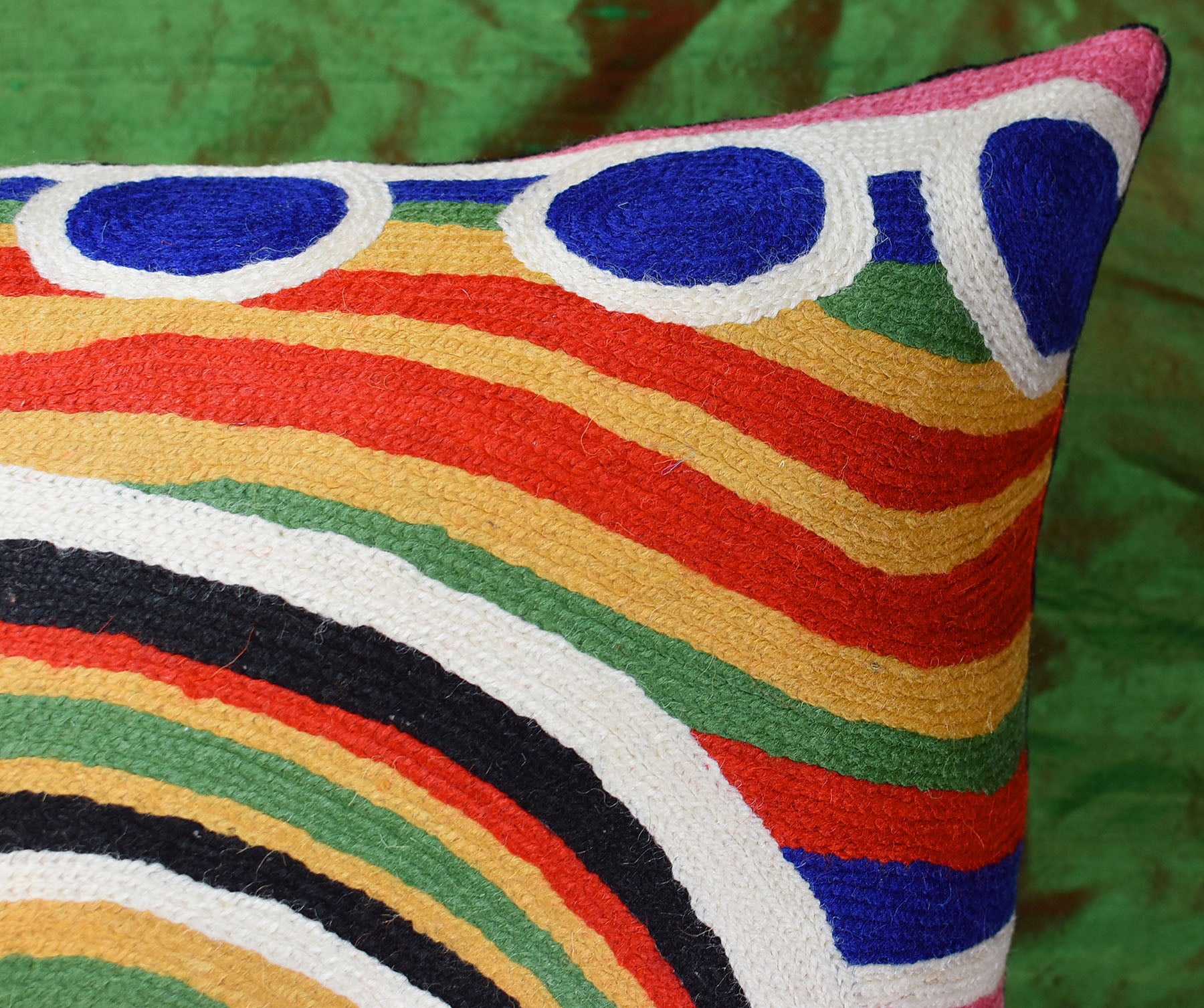 Hundertwasser Big Way Modern Decorative Pillow Cover Handembroidered W –  Kashmir Designs