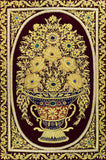 Jewel 2ftx3ft Floral Vase Art Tapestry Wall Hanging Red Gold Zardozi Handmade
