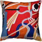 Red Kandinsky Decorative Pillow Cover Intuitive Flow Rust Modern Pillowcase Couch Abstract Chair Cushions Sofa Hand Embroidered Wool 18x18
