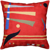 Kandinsky Bright Red Pillow Cover Elements Needlepoint Hand Embroidered Wool 18x18
