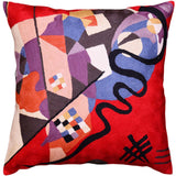 Kandinsky Bright Red Decorative Pillow Cover Swoosh HandEmbroidered Wool 18x18