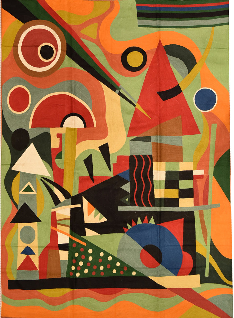 Kandinsky Tapestry 5ftx7ft Composition Abstract  Wall Hanging Rug Carpet Wool - KashmirDesigns