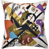 Kandinsky Cushion Cover On White Decorative Pillows Cream Modern Bed Pillowcase Abstract Farmhouse Chair Sofa Hand Embroidered Wool 18x18