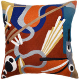 Kandinsky Modern Pillow Cover - Intuitive Brown Abstract Pillowcase Modern Couch Cushion Mid Century Chair Cushions Handmade Wool Size 18x18