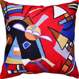 Kandinsky Bright Red Pillow Cover Reds Painting Decorative Cushions Hand Embroidered 18x18