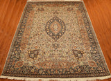 9'x12' Cream Kashan Rug Silk Oriental Area Rugs Persian Style Carpet Hand Knotted
