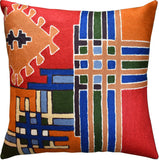 Tribal Burdock Aztec Southwestern Throw Pillow Cover Handembroidered Wool 18x18