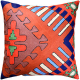 Tribal Dragon Aztec Southwestern Accent Pillow Cover Handembroidered Wool 18x18