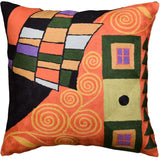 Klimt Orange Throw Pillow Cover Orange Abstract Modern Couch Pillowcase Modern Outdoor Mid Century Chair Cushions Handmade Wool Size 18x18