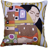 Klimt Embrace Modern Pillow Cover | Art Nouveau Pillows | Modern Chair Cushion| Contemporary Pillows | Modern Outdoor Pillows | Mid Century Chair Cushions | Handmade Wool Size 18x18
