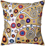 Klimt Yellow Tree of Life Pillow Cover | Gold Floral Pillowcase | Flower Accent Pillows |Suzani Cushions | Flower Pillows | Modern Floral Cushion Cover | Hand embroidered Cushions Wool Size - 18x18