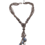 Gray Labradorite Silver Necklace Briolette Iridescent Cascade 925 Sterling Collar Handcrafted
