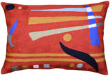 Lumbar Decorative Pillow Cover Orange Kandinsky Elements Hand Embroidered Wool 14x20