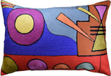 Lumbar Kandinsky Composition VI Accent Pillow Cover Handembroidered Wool 14x20