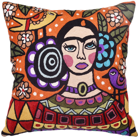 Hundertwasser Big Way Modern Decorative Pillow Cover Handembroidered W –  Kashmir Designs