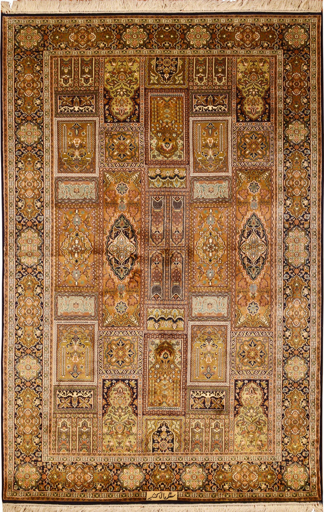 6'x4' Qum Pure Silk Shalimar Area Rug Carpet Tree of Life Oriental Hand Knotted - KashmirDesigns