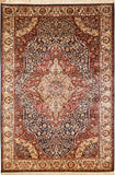 6'x4' Red Kashan Pure Silk Area Rug Carpet Medallion Oriental Hand Knotted