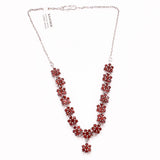 Daisy Red Garnet Necklace 925 Sterling Silver Natural Gemstone Necklaces Handcrafted
