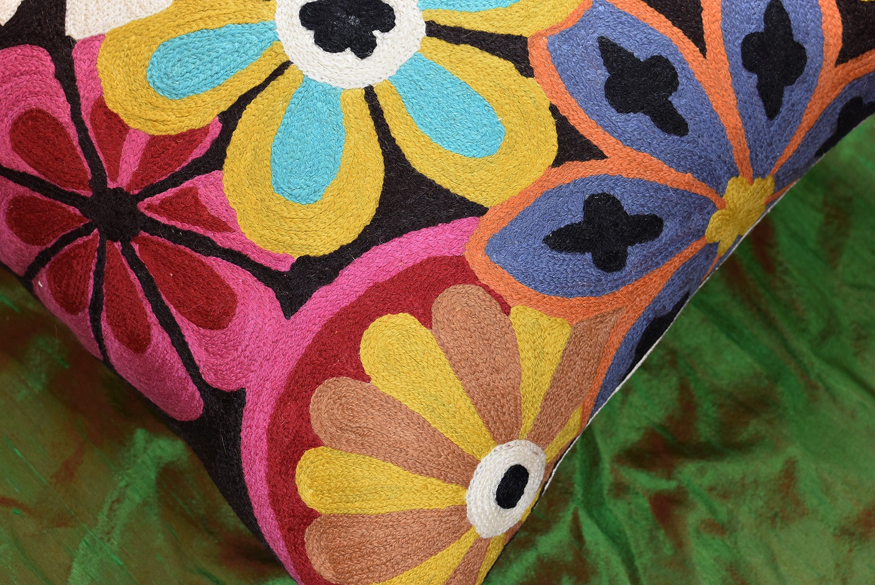 Modern Black Daisy Floral Pillow Cover Accent Flower Traditional Pillo –  Kashmir Designs, image size:1800x1203