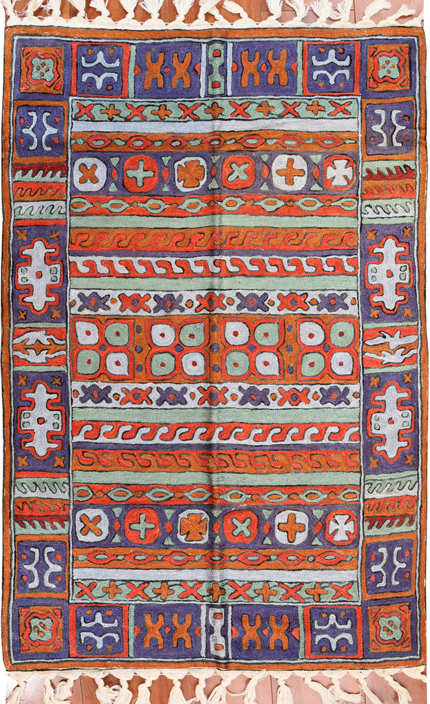 Tribal 2ftx3ft Decorative Aztec II Handmade Wall Hanging Tapestry Rug Art Silk - KashmirDesigns