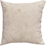 Jacobian Natural Floral Design Accent Cotton Pillow Cover Embroidered 18