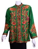 Ceres Green Silk Dinner Jacket Floral Evening Dress Coat Hand Embroidered Kashmir (Copy)