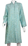 Galene Soft Turquoise Silk Jacket Dinner Paisley Floral Evening Dress Coat Hand Embroidered Kashmir