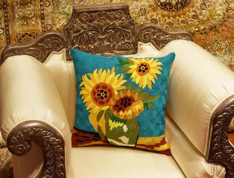 KD Spain — Tango Woodblock Style Floral Throw Pillow