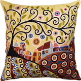 Blooming Village Karla Gerard Accent Pillow Cover Handembroidered Wool 18