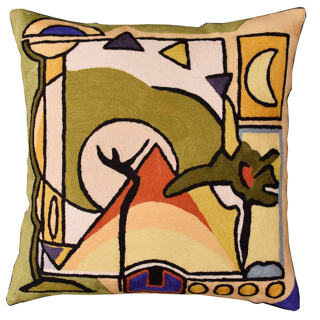 Fun in the Sun III by Alfred Gockel Accent Pillow Cover Handmade Wool 18" x 18" - KashmirDesigns