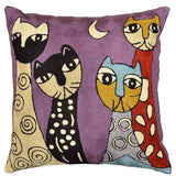 Picasso Purple Cat Pillow Cover Cute Cat Pillowcase Couch Kitty Bed Cushion Sofa Cat Face Farmhouse Chair Pillows Handmade Wool Size 18x18